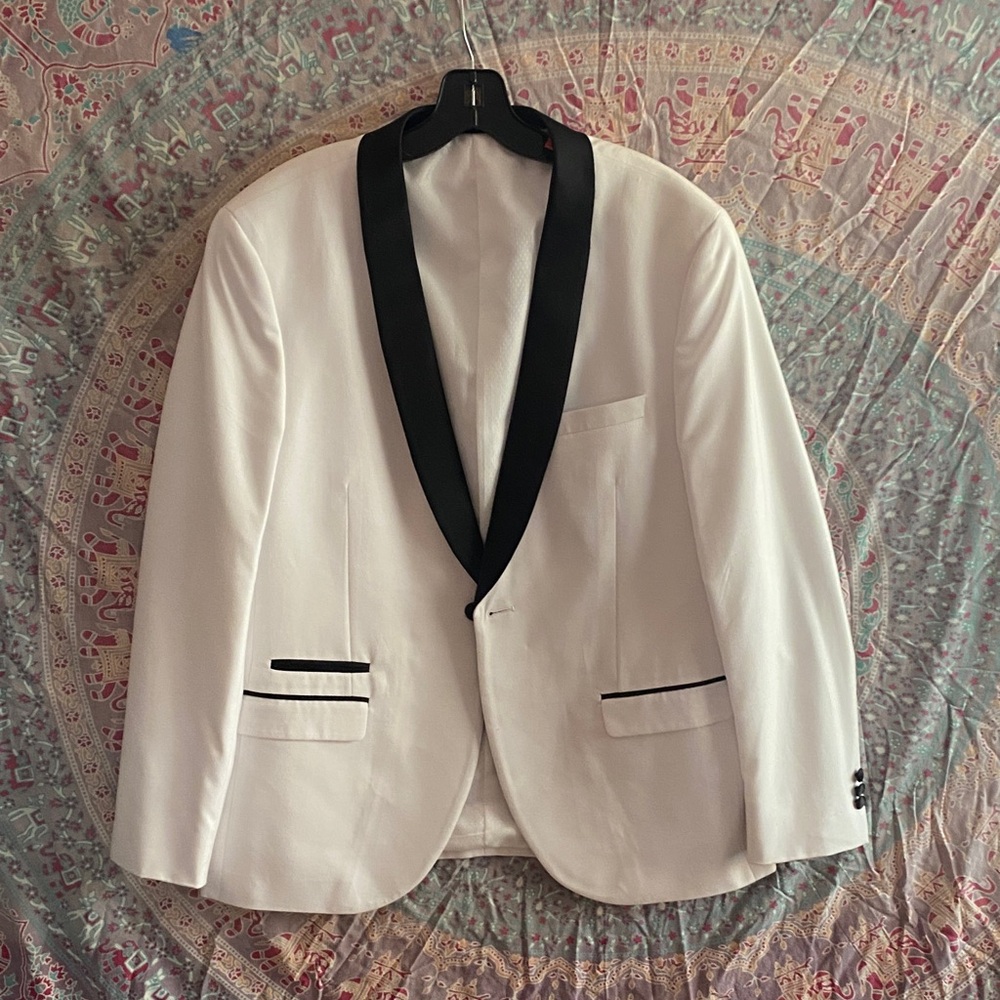 Classic White Tuxedo with Black Lapel